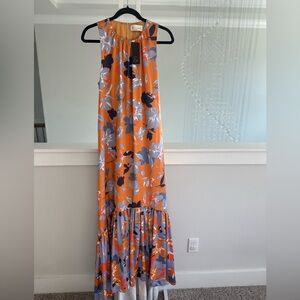 Anthropologie Sachin And Babi Floral Orange Maxi Dress
